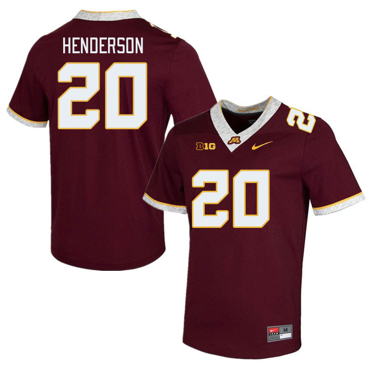 Men #20 Jack Henderson Minnesota Golden Gophers College Football Jerseys Stitched-Maroon